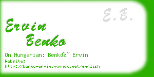 ervin benko business card